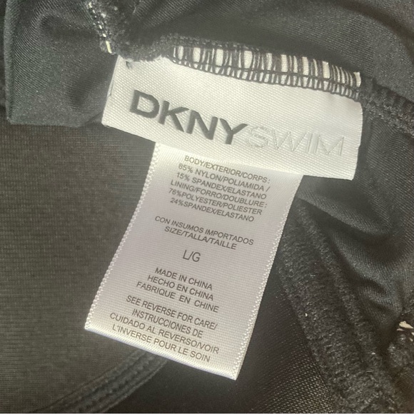 DKNY Swim Tankini 2 Piece Swimsuit Black and White Polka Dot Women’s Large - Picture 8 of 11